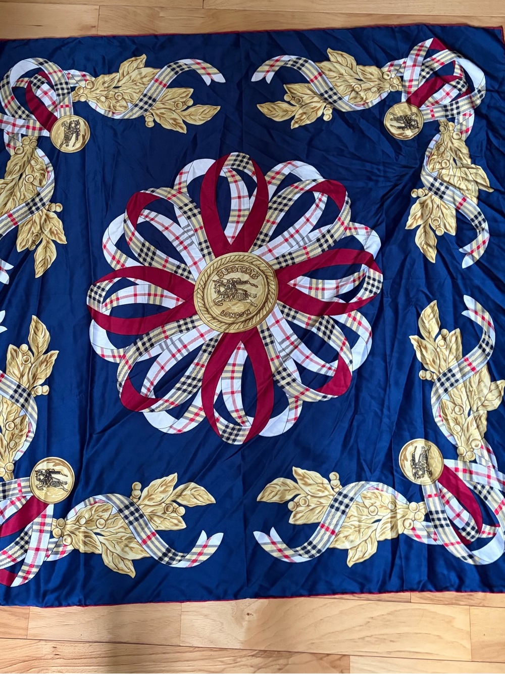 h.i.p. Navy Scarf with Gold Embroidered Logo and Red Trim